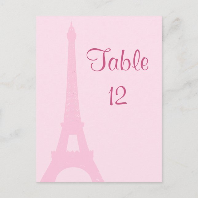 Pretty Paris Table Number Postcard (Front)