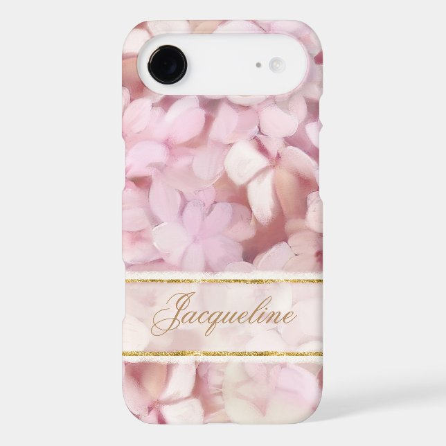 Pretty Parisian Style Blush Pink Hydrangea Glitter Case-Mate iPhone Case (Back)