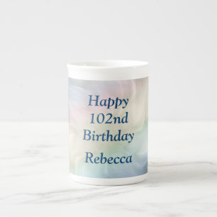 Pretty Pastel 102nd Birthday design Bone China Mug