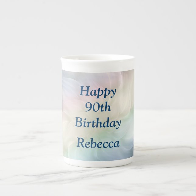 Pretty Pastel 90th Birthday design Bone China Mug (Front)