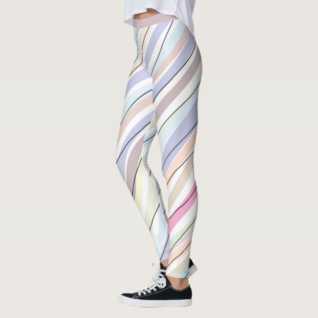 Pretty Pastel Abstract Stripe Design Leggings (Left)