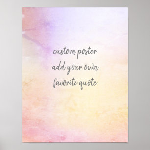 pretty pastel add your text pink and yellow custom poster