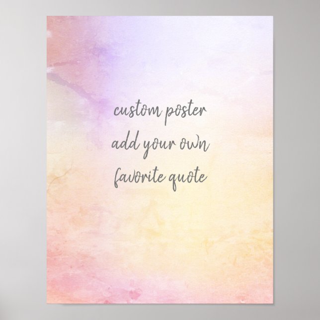 pretty pastel add your text pink and yellow custom poster (Front)