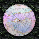 Pretty Pastel Agate | Gold Glitter Vein Watercolor Dartboard<br><div class="desc">Beautiful and sophisticated mottled watercolor agate stone in a soft pastels with faux metallic foil and glitter veins in a subtle, marble palette. This gorgeous feminine hand-painted gradient adds the perfect pop of colour. From the "Modern Watercolor Marbles" collection, this design features abstract fluid swirls creating a cool pattern accented...</div>