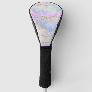 Pretty Pastel Agate   Gold Glitter Vein Watercolor Golf Head Cover