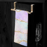 Pretty Pastel Agate | Gold Glitter Vein Watercolor Tea Towel<br><div class="desc">Beautiful and sophisticated mottled watercolor agate stone in a soft pastels with faux metallic foil and glitter veins in a subtle, marble palette. This gorgeous feminine hand-painted gradient adds the perfect pop of colour. From the "Modern Watercolor Marbles" collection, this design features abstract fluid swirls creating a cool pattern accented...</div>