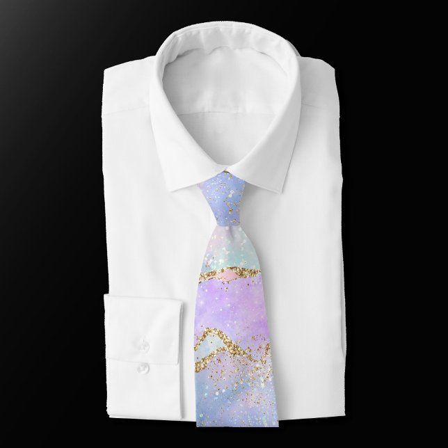 Pretty Pastel Agate | Gold Glitter Vein Watercolor Tie (Creator Uploaded)