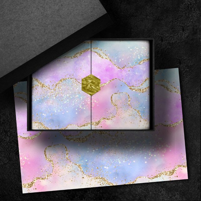 Pretty Pastel Agate | Gold Glitter Vein Watercolor Tissue Paper (Creator Uploaded)