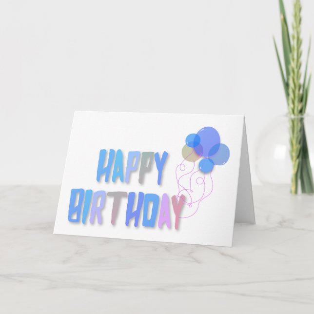 Pretty Pastel Balloons Happy Birthday Card (Front)