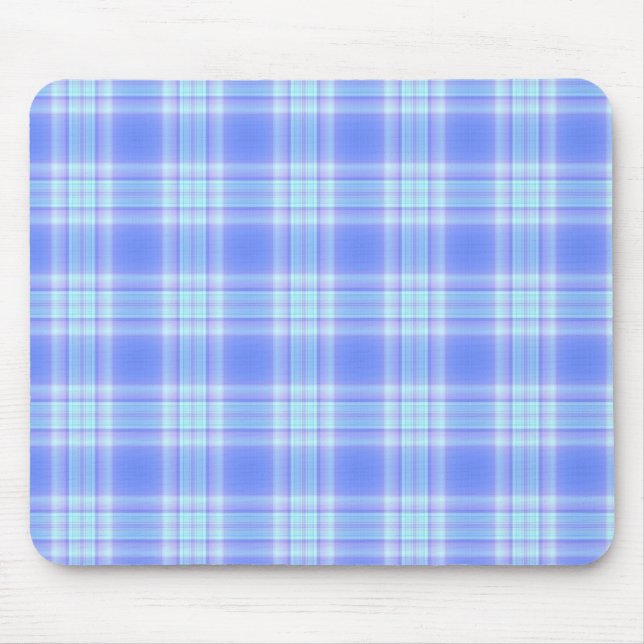 Pretty Pastel Blue Plaid Mousepad (Front)