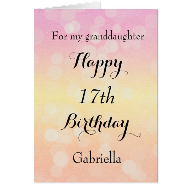 Pretty Pastel Bokeh 17th Birthday (Front)