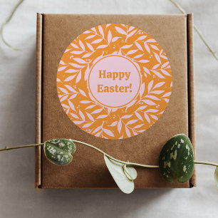 Pretty pastel branches - orange and pink Easter Classic Round Sticker