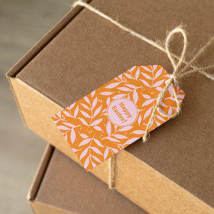 Pretty pastel branches - orange and pink Easter Gift Tags