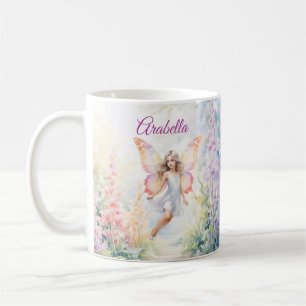 Pretty Pastel Butterfly Fairy in Flower Garden Coffee Mug