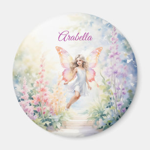 Pretty Pastel Butterfly Fairy in Flower Garden Magnet