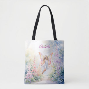 Pretty Pastel Butterfly Fairy in Flower Garden Tote Bag