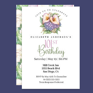 Pretty Pastel Calla Lily 101st Birthday Invitation