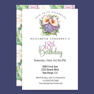 Pretty Pastel Calla Lily 18th Birthday Invitation