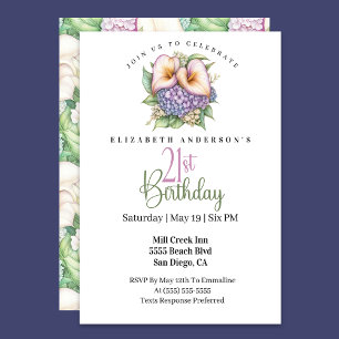 Pretty Pastel Calla Lily 21st Birthday Invitation