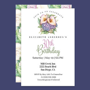 Pretty Pastel Calla Lily 30th Birthday Invitation