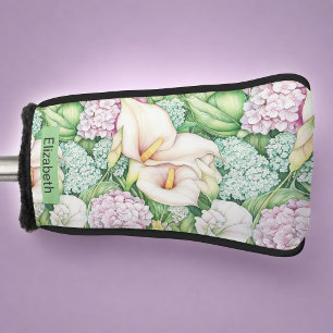 Pretty Pastel Calla Lily Personalised Golf Head Cover