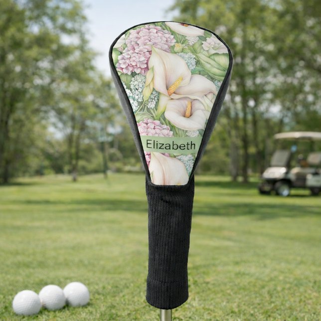 Pretty Pastel Calla Lily Personalised Golf Head Cover (Creator Uploaded)