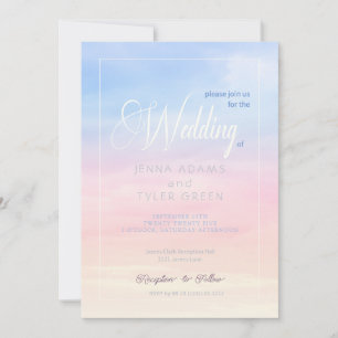 Pretty Pastel Clouds and Sky Wedding Invitation