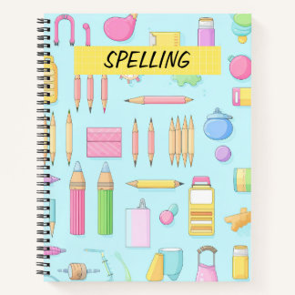 PRETTY PASTEL COLORED SCHOOL SUPPLIES NOTEBOOK