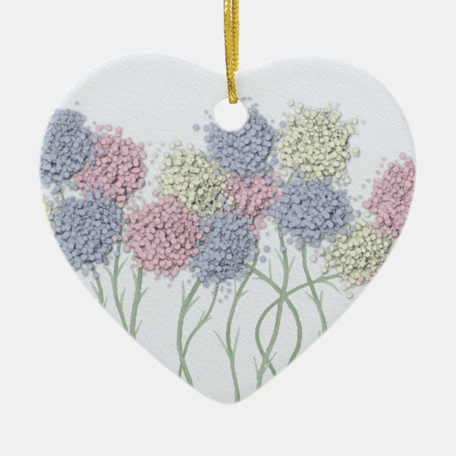 Pretty Pastel Coloured Flowers Ceramic Tree Decoration (Front)
