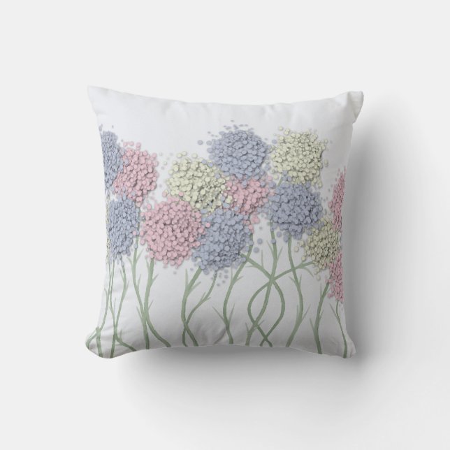 Pretty Pastel Coloured Flowers Cushion (Front)