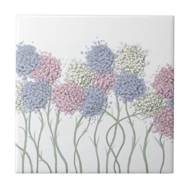 Pretty Pastel Coloured Flowers Tile (Front)