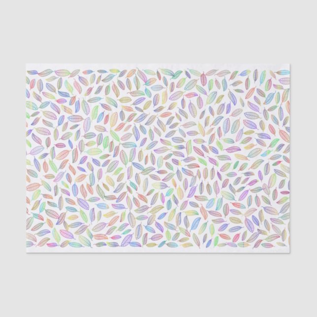 Pretty Pastel Coloured Leaf Skeleton Pattern Tissue Paper (Front)