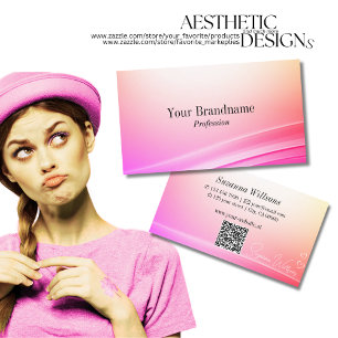 Pretty Pastel Colourful Curved Decor with QR Code Business Card