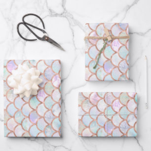 Pretty Pastel Colours Mermaid Scales Pattern Wrapping Paper Sheet