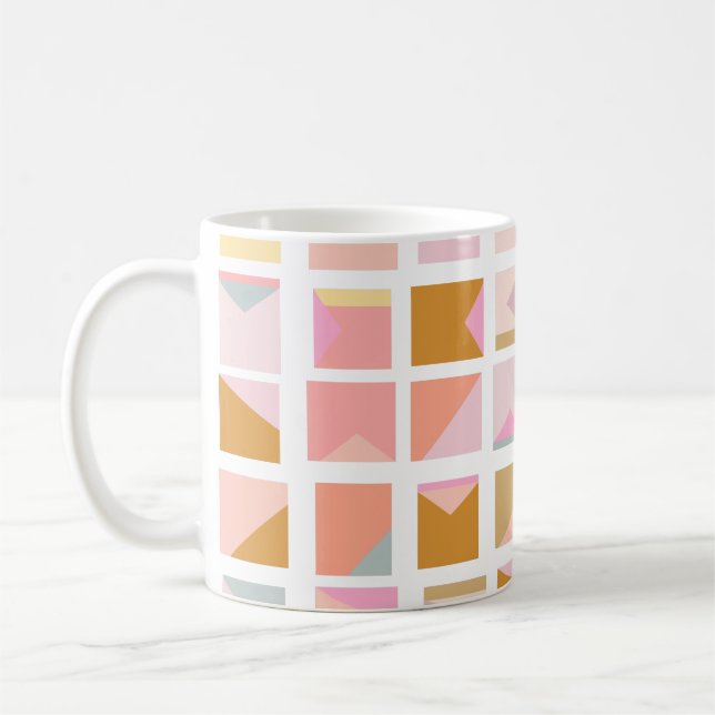 Pretty Pastel Colours Modern Geometric Design Coffee Mug (Left)