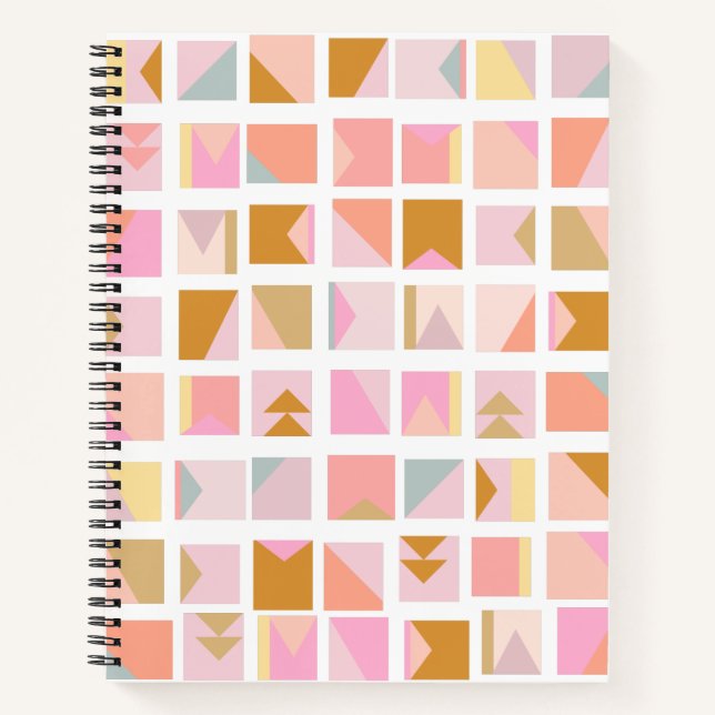 Pretty Pastel Colours Modern Geometric Design Notebook (Front)