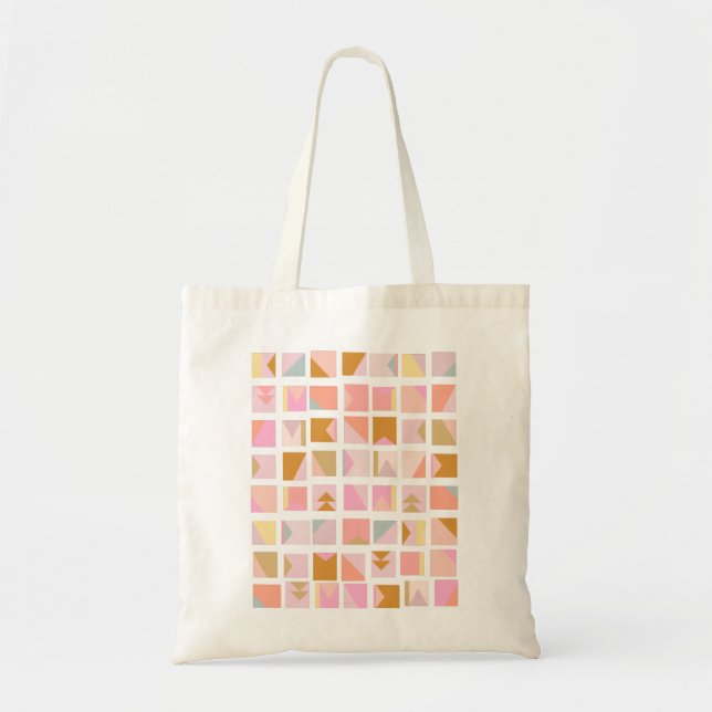 Pretty Pastel Colours Modern Geometric Design Tote Bag (Front)