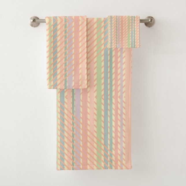 Pretty Pastel Diamond Pattern  Bath Towel Set (Insitu)