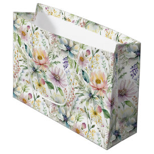 Pretty pastel floral pattern large gift bag