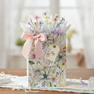 Pretty pastel floral pattern medium gift bag