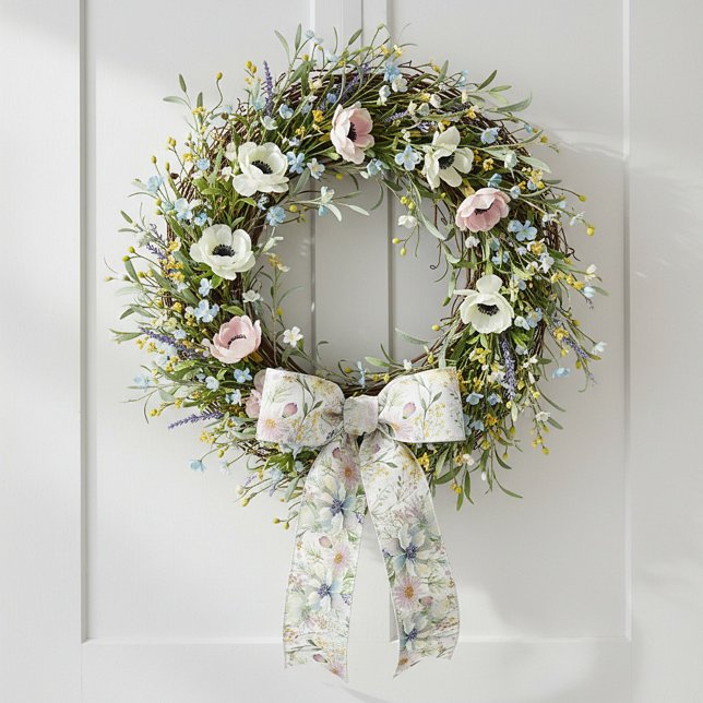 Pretty pastel floral pattern satin ribbon (Creator Uploaded)