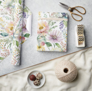 Pretty pastel floral pattern wrapping paper