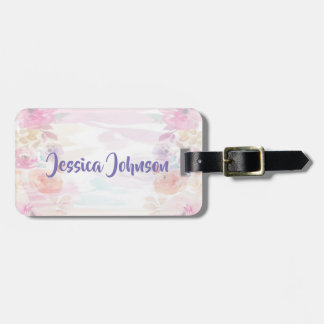 Pretty Pastel Floral Watercolor Luggage Tag