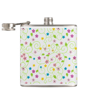 Pretty Pastel Flowers Hip Flask