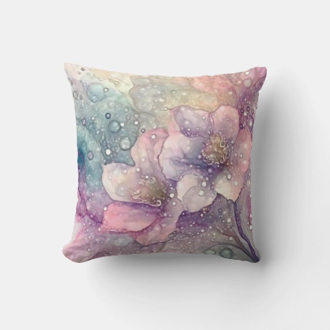 Pretty Pastel Flowers Throw Pillow (Front)