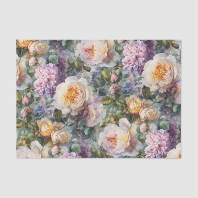 Pretty Pastel Flowers Tissue Paper (Front)