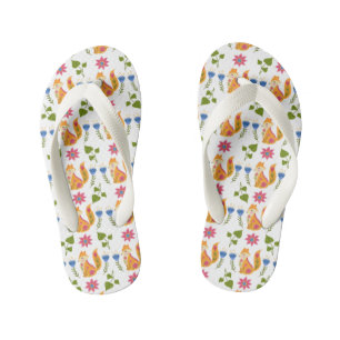 Pretty Pastel Foxy Floral Pattern Kid's Flip Flops