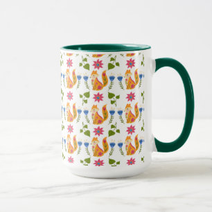 Pretty Pastel Foxy Floral Pattern Mug