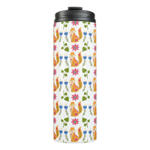 Pretty Pastel Foxy Floral Pattern Thermal Tumbler