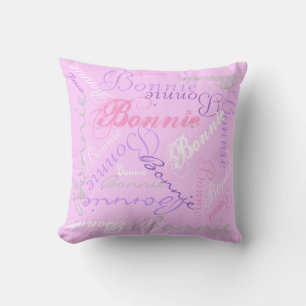 Pretty Pastel Glow Reversible Name Collage Pillow